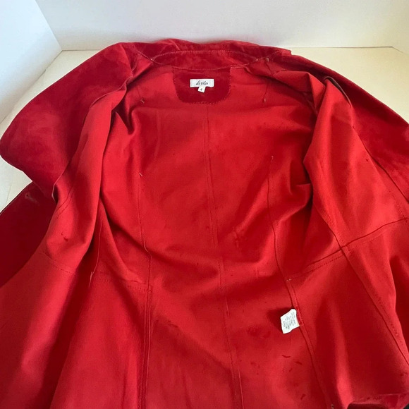 Vintage Di Vita Women’s Red Soft Suede Jacket Y2k Size 4 - Picture 7 of 11
